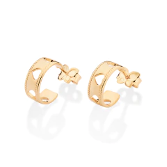 Brinco meia argola corações banhado a ouro 18k Cód. 52741800 - comprar online