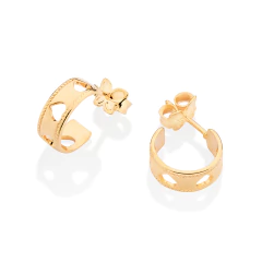 Brinco meia argola corações banhado a ouro 18k Cód. 52741800