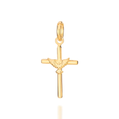 Pingente cruz com espírito santo folheado a ouro - 542407