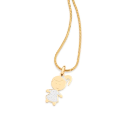 Pingente menina rommanel folheado a ouro com aplicação de rhodium - 542453 - ENACESSORIOS • Elâine Nascimento
