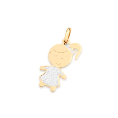 Pingente menina rommanel folheado a ouro com aplicação de rhodium - 542453