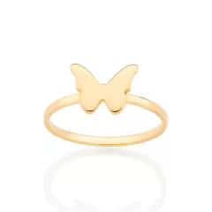 Anel rommanel skinny borboleta folheado a ouro - 513278