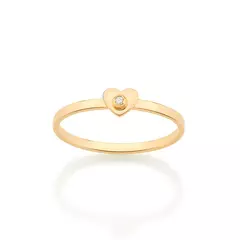 ANEL SKINNY RING BANHADO A OURO 18K COM CORAÇÃO