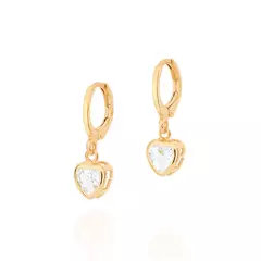 Brinco argola com coração folheado a ouro 18k com zircônias - tam.único 5271250006