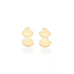 Brinco coração duplo ROMMANEL folheado a ouro - 526977