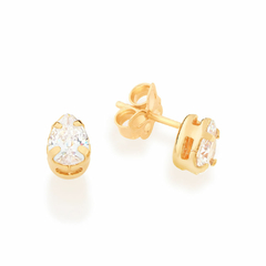 Brinco infantil folheado a ouro com zircônias - 525929