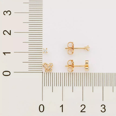 Kit brinco borboleta folheado a ouro com zircônias - 527056 na internet