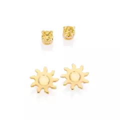Kit brinco sol rommanel folheado a ouro 18k com zircônias - 5271770001