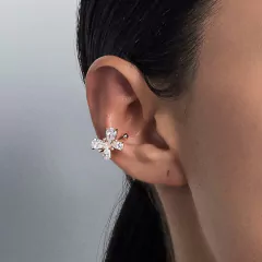 Brinco piercing de pressão borboleta ROMMANEL folheado a ouro com zircônias - 527034 na internet