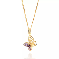 Pingente borboleta folheado a ouro com zircônias - 542678 - comprar online