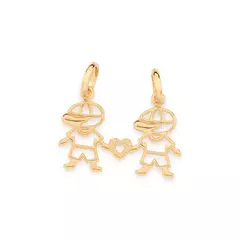 Pingente dois meninos ROMMANEL folheado a ouro 18k - tam.único 542646