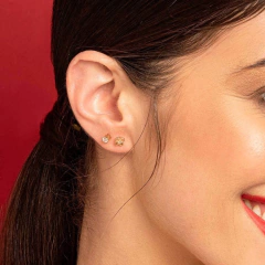 CARTELA DE BRINCOS ROMMANEL - MEDALHA DE SÃO BENTO + KIT BRINCO FLOR E ZIRCÔNIA. - comprar online