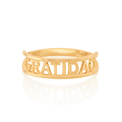 Anel Rommanel skinny ring gratidão folheado a ouro - 512850