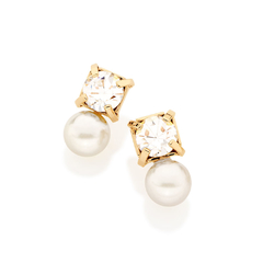 Brinco folheado a ouro com cristais e pérolas - 524077