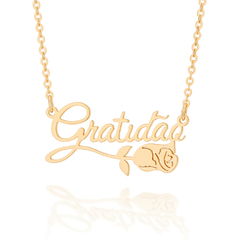 Cordão gratidão Rommanel folheado a ouro - tamanho 50cm - 532021