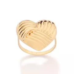 Anel rommanel coração abaulado e texturizado banhado a ouro 18k Cód. 51358300 - comprar online