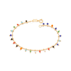 Pulseira com miçangas folheada a ouro - TAM 18CM - 551737