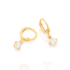 Brinco argola pequena folheada a ouro com zircônias - 526458 - comprar online