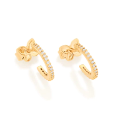BRINCO MEIA ARGOLA FOLHEADO A OURO COM ZIRCÔNIAS - 526511