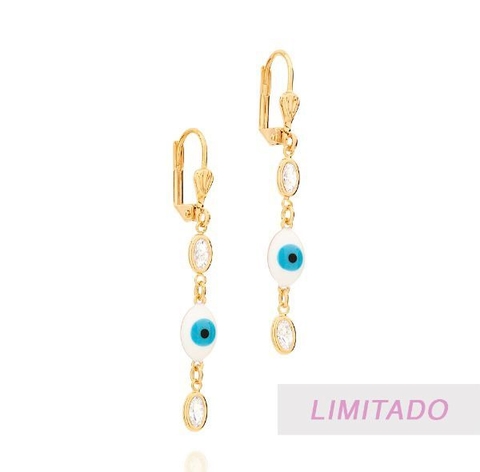 BRINCO OLHO GREGO FOLHEADO A OURO COLORIDO - 526787