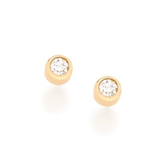 Brinco infantil solitário folheado a ouro com zircônias - 523018 - comprar online
