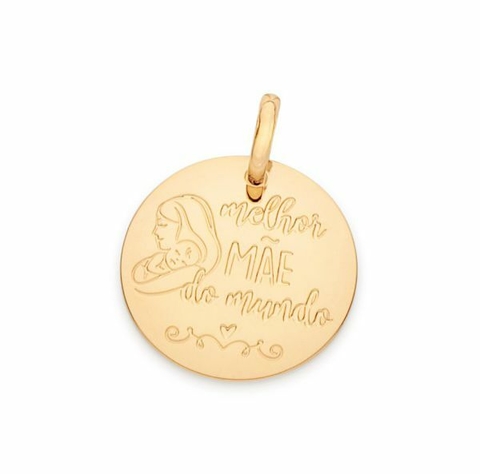 Medalha rommanel melhor mãe do mundo folheada a ouro - 542614