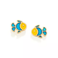 BRINCO PEIXE ROMMANEL BANHADO A OURO 18K COM APLICAÇÃO DE RESINA COLORIDO - 526575