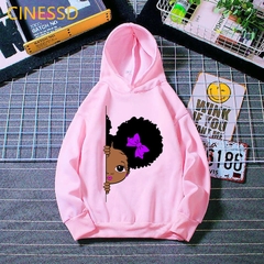 Bonito puff cabelo afro americano peeking little black girl impressão crianças hoodies inverno grosso do bebê da criança adolescente camisolas das crianças - loja online