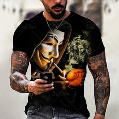 Verão moda homem/mulher 3d impressão escuro mal palhaço padrão camiseta rua personalidade tendência selvagem solto oversized curto-mangas compridas