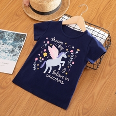 Crianças da menina t camisa de verão do bebê meninas algodão topos da criança t roupas crianças unicórnio t-shirts manga curta wear - comprar online