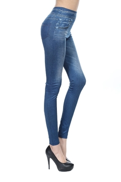 Leggings feminino slim forrado com pelúcia inverno jeans sintético calças legging com 2 bolsos reais leggings da moda fitness calça lápis de cintura alta - comprar online