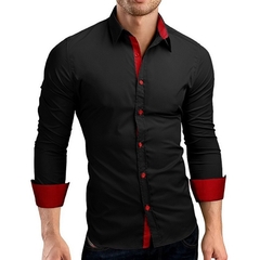 Camisa casual masculina de algodão, camisa nova moda de primavera 2021, cor sólida, manga justa, negócios, botão, tops, camisa na internet