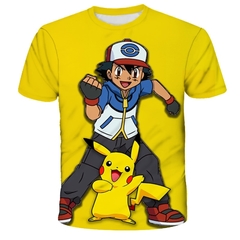Menino e menina 3d verão pokemon moda dos desenhos animados t-shirts hip hop streetwear casual manga curta das mulheres dos homens impresso camiseta 4t-14t