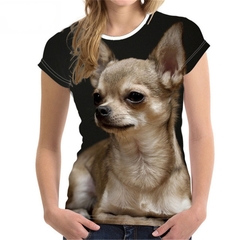 Camiseta de verão feminina, camiseta da moda com estampa 3d de cachorro, harajuku, de manga curta, unissex, para mulheres e meninas