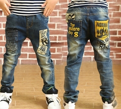 Diimlaptop roupas de meninos 4-11 anos, jeans slim reto calças para crianças bebês crianças calças jeans elásticas cintura