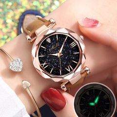 Moda relógio de luxo das mulheres dos homens estrelas pouco ponto fosco relógio de quartzo pulseira de couro relógio analógico relógio de pulso montre femme 2021 - comprar online