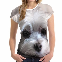 Camiseta de verão feminina, camiseta da moda com estampa 3d de cachorro, harajuku, de manga curta, unissex, para mulheres e meninas