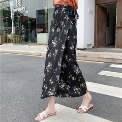 Imagem do Saia longa chiffon estampa floral, peça saia feminina justa com laço saia para férias sol praia sexy