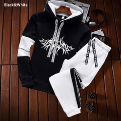 Conjuntos de moletom masculino hoodies + sweatpants treino 2 peça outfits menino com capuz jogger terno masculino pulôver inverno streetwear roupas - loja online