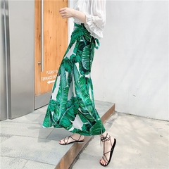 Saia longa chiffon estampa floral, peça saia feminina justa com laço saia para férias sol praia sexy - Lojas Stefano