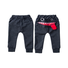 Casual bebê crianças calças da criança meninos meninas bonito grande boca monstro calças trajes longo cototn infantil dos desenhos animados roupas de calcinha