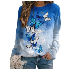 Outono sweatshirts borboleta retalhos floral impressão hoodies roupas de inverno feminino 2021 casual o-pescoço solto senhoras pullovers topos