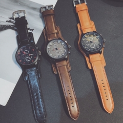 Relógio masculino grande, relógios esportivos de grande discagem, pulseira de couro, de quartzo, relógio de pulso militar do exército, imperdível na internet