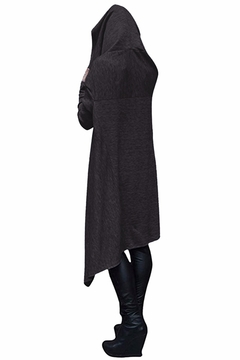 Casaco feminino bordado de letras fiath, moletom longo com capuz, manga longa, bainha irregular, bolso, plus size, novo, 2020 - Lojas Stefano