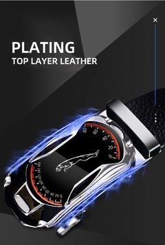 Cintos para 3.5cm largura esportes marca de carro moda fivela automática preto couro genuíno dos homens jeans cintura alta qualidade cinta masculina - comprar online