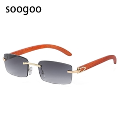 Punk sem aro retângulo quadrado óculos de sol masculino 2021 moda vintage na moda pequeno quadro óculos de sol sem moldura uv 400 - comprar online
