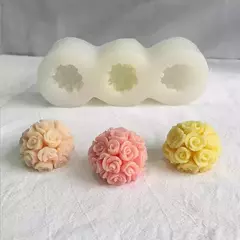 Molde silicona vela 3 flores 12c7