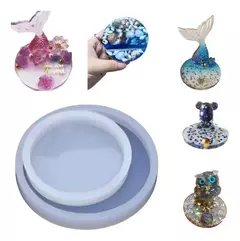 Molde silicona resina 2 bandejas círculos diferentes