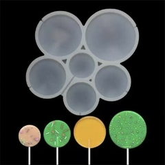 Molde Silicona p/ Resina x6 circulos paleta