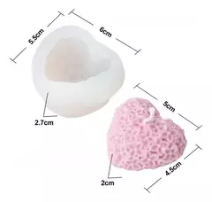 Molde silicona mini corazon con textura de flores - comprar online